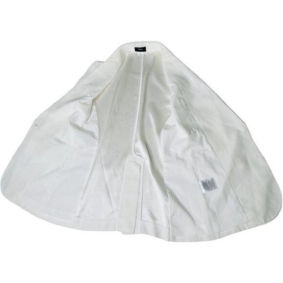 Theory White Blazer Jacket Women’s 3/4 Sleeve One Button Career Work Size 2 XS - Picture 5 of 9